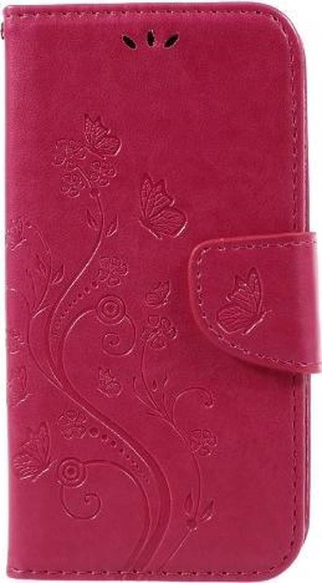 Bloemen & Vlinders Book Case - Geschikt voor Samsung Galaxy S8 Hoesje - Roze