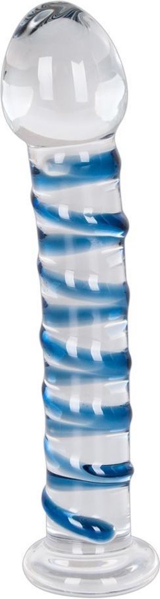 Goedkoopste You2Toys – Glazen Dildo met Verdikte Eikel Vorm en Lust Groeven in Fraai Design met Stop voor Hygiënisch Verwenning – 18 cm – Transparant