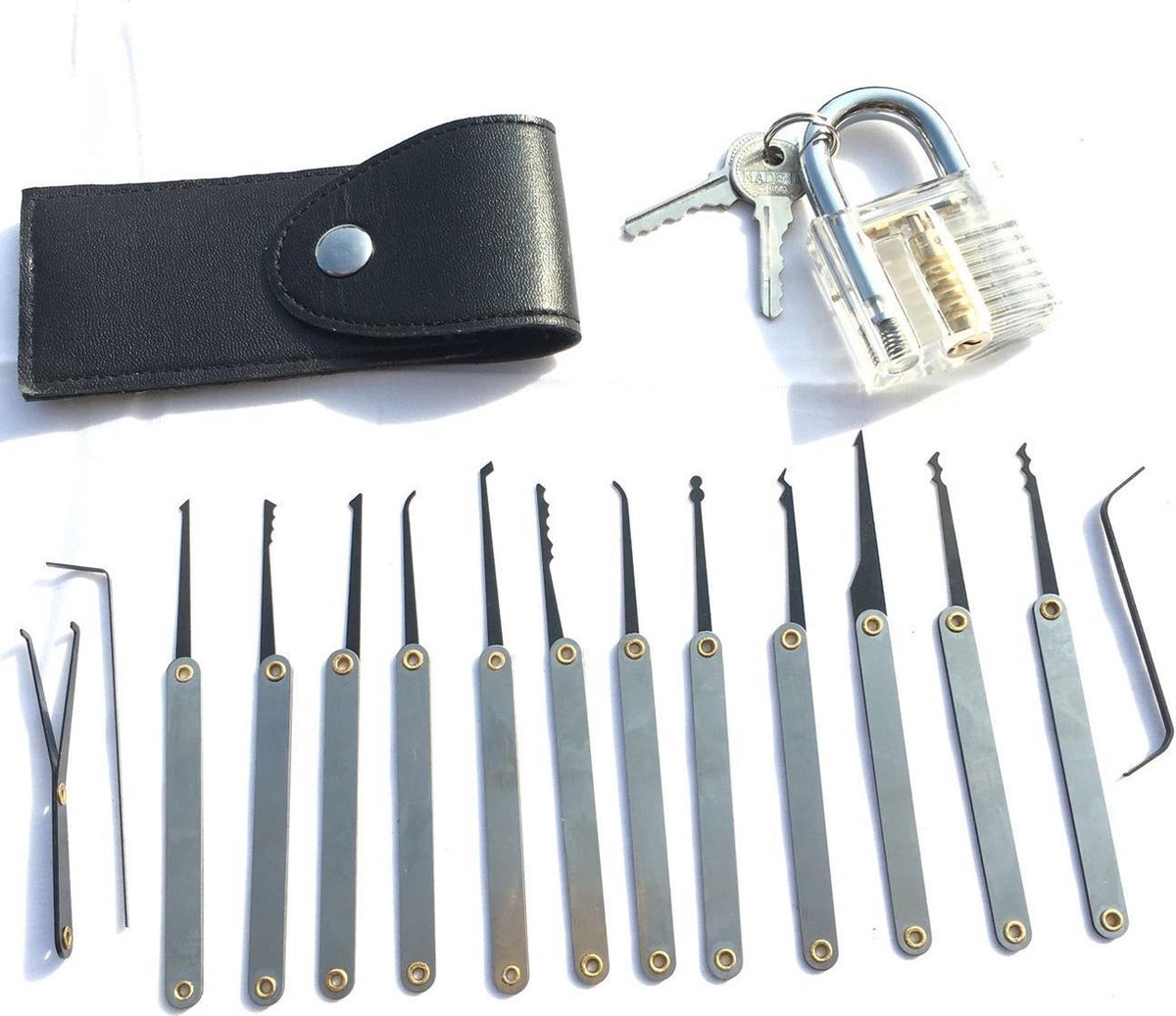 SFRD Products - Lock pick set voor beginners - Doorzichtig slot - 19 delig  - 12 picks | bol.com