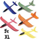 Combinatie pakket 5 XL zweefvliegtuig wegwerp geel, rood, groen, oranje, blauw | zweefvliegtuig speelgoed | Speelgoedvliegtuigen | foam vliegtuig