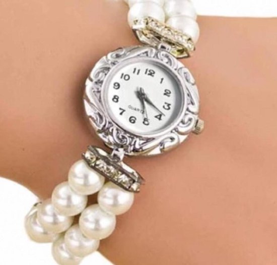 Horloge- Parel- Stretch- 2.5 cm- Horloge armband | bol.com