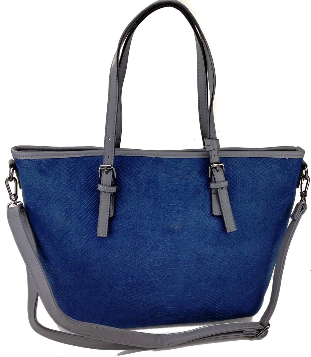 DUDLIN Omhang Hand & Schoudertas Blauw Zwart Shopper Tas