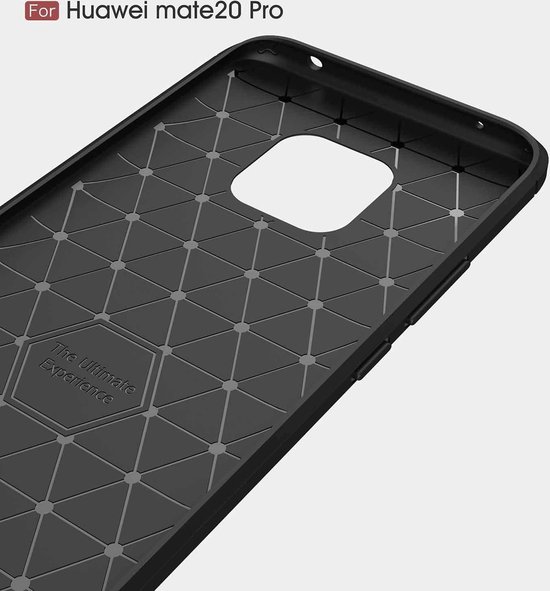 DrPhone Mate 20 PRO - Coque en TPU brossé - Coque en Siliconen anti- chute Ultimate - Look fibre de carbone - Zwart