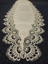 Unique Living Tafelkleed en lopers: Grof kant Wit | Loper 250 x 45 cm
