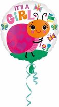 Standard It s a Girl Ladybug Foil Balloon round S40 packed 43 cm