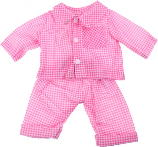 Johntoy Baby Poppenkleren Roze Ruit