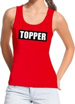 Topper tanktop / mouwloos shirt rood dames - tekst tanktop / mouwloos shirt Topper in zwarte balk - dames L