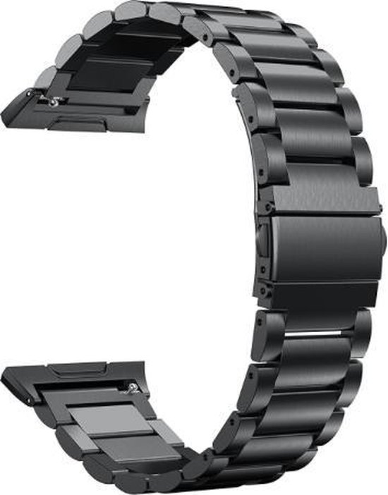 Metalen Armband geschikt voor FitBit Ionic – Premium RVS Schakel Bandje Zwart