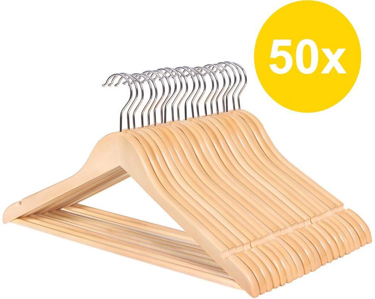 Stevige Houten Kledinghangers Set van 50 stuks Luxe Kleerhangers