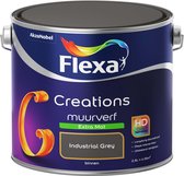 Bol.com Flexa Creations - Muurverf Extra Mat - Industrial Grey - Grijs - 25 liter aanbieding