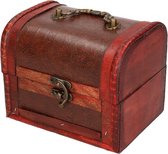 Houten opbergkistje roodbruin15 cm - Sieraden kistje/doosje vintage