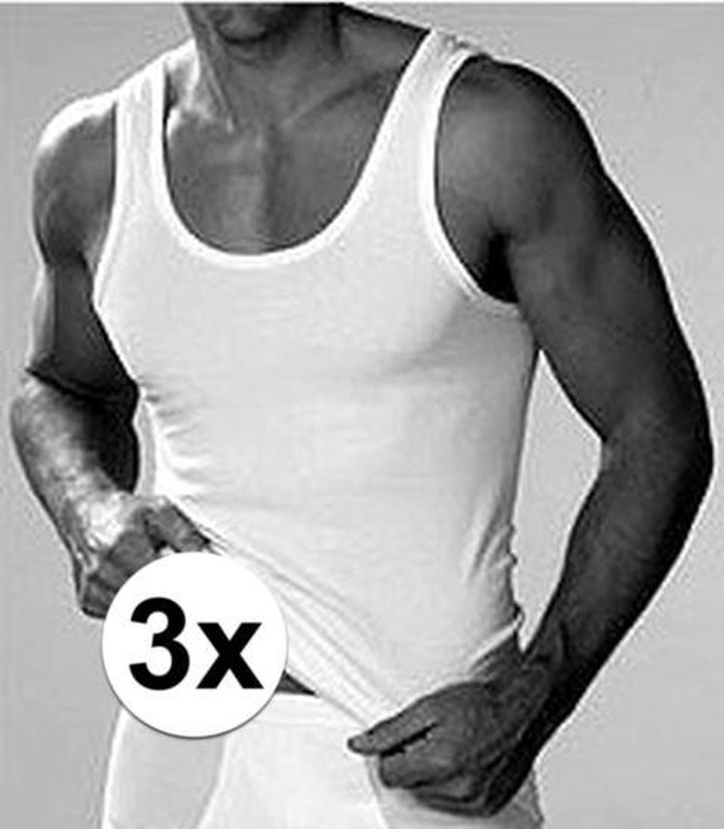 3x Beeren heren hemd/singlet Classic wit maat 2XL - Ondergoed voor heren