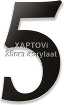 Xaptovi Huisnummer 5 Materiaal: Acrylaat - Hoogte: 25cm - Kleur: Zwart