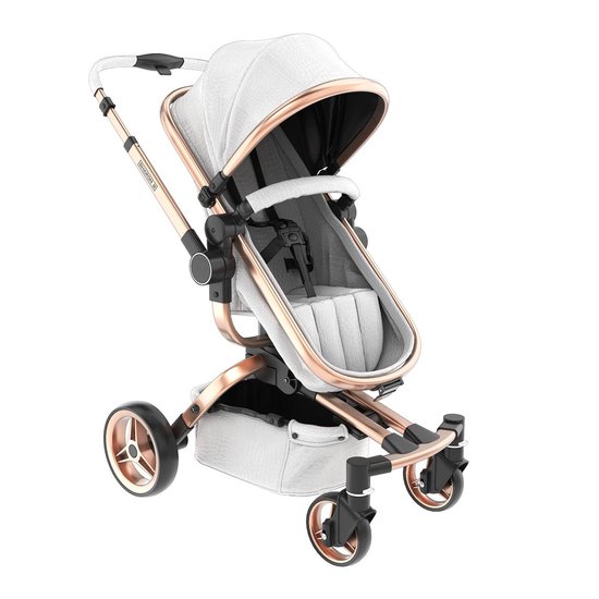 Sharon B kinderwagen kroko print gebroken wit met los zitje bol