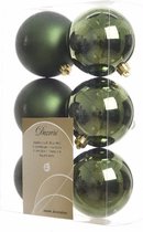 6x Donkergroene kunststof kerstballen 8 cm - Mat/glans - Onbreekbare plastic kerstballen - Kerstboomversiering donkergroen
