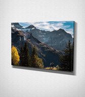 Mountains Canvas - 100 x 70 cm - Landschap - Schilderij - Canvas - Slaapkamer - Wanddecoratie  - Slaapkamer - Foto op canvas