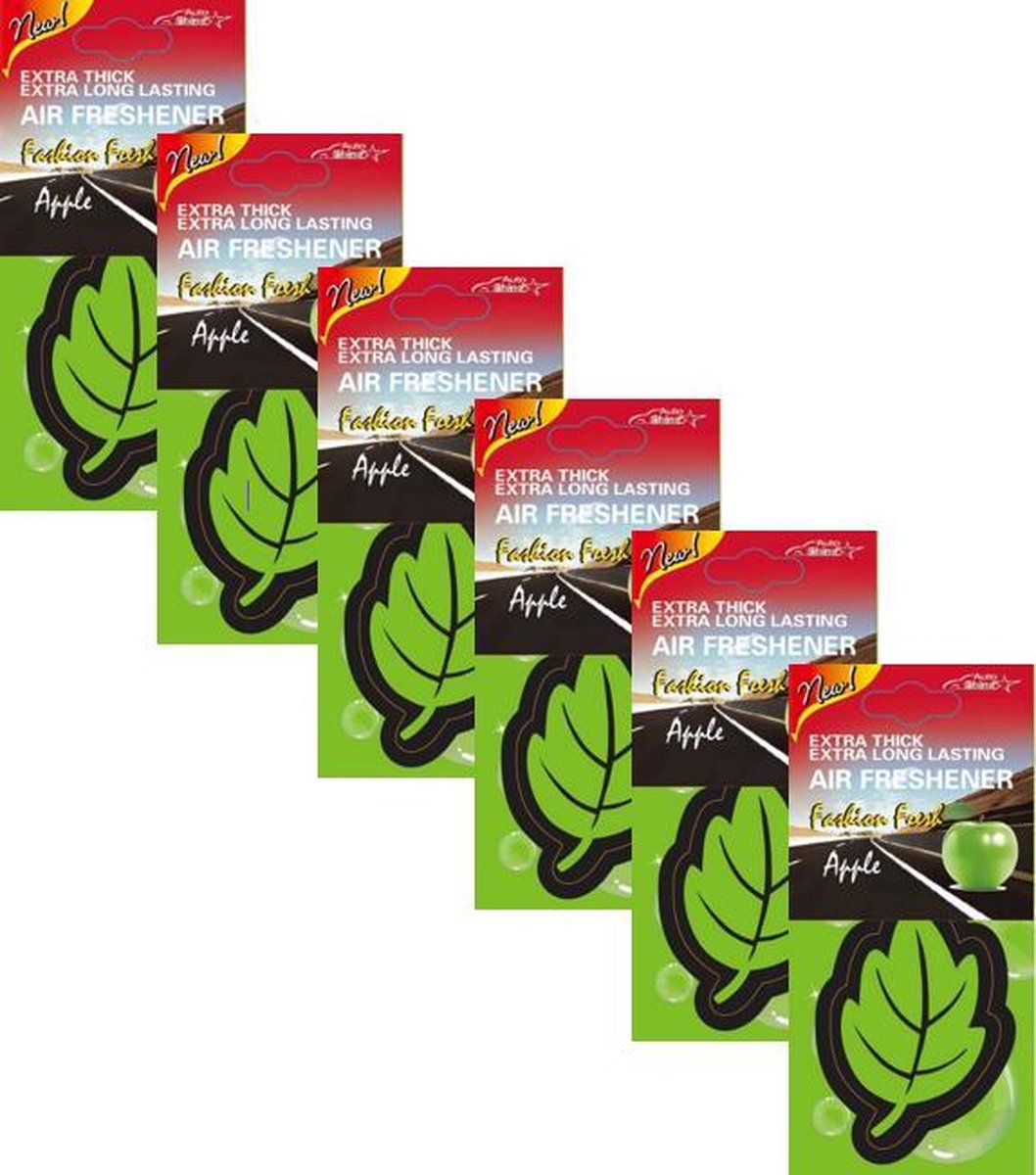 Goedkoopste Auto Shine - Luchtverfrisser auto – Appel – 6 stuks Voordeelverpakking - Geurverfrisser - Geurboom – Geurblad – Luchtverfrisser Set – Geurboom Set