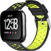 Bandje Voor de Samsung Gear S3 Classic / Frontier / Galaxy Watch 46mm Band - Siliconen Sport Armband / Polsband / Strap Band / Sportbandje - Zwart Groen - Small