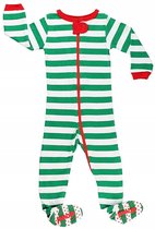 Baby fleece Unisex Kerstmis Gestreepd Pijama Groen En Wit (Maat 92/2 Jaar)