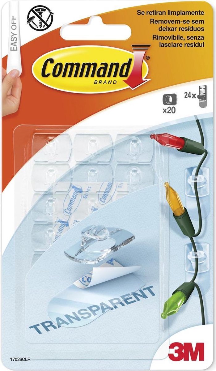 Command deco clips, 17026CLR, Transparant, 20 clips, 24 ministrips