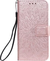 Shop4 - Samsung Galaxy A20e Hoesje - Wallet Case Zonnebloem Rosé Goud