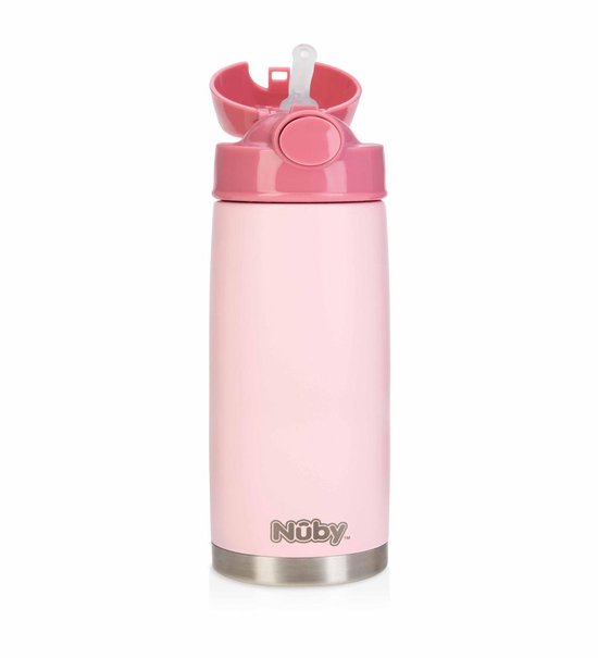 Nûby - Inox Thermos drinkbeker - 420ml - Roze | bol.com