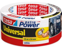 1x Tesa ducttape Extra Power universeel wit 25 mtr x 5 cm - Klusbenodigdheden - Tesa - Universele tape - Klustape - Ducttape - Reparatie tape - Witte tape op rol 25 meter