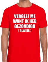 Vergeef Me heren shirt rood - Heren feest t-shirts XL