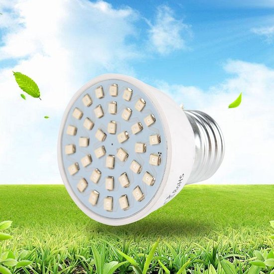 ProLED Groeilamp LED - 1 stuk - E27 fitting - 72 lichtpunten - LED Groeilamp - Bevordert de groei van (jonge) plantjes - Bloeilamp - Kweeklamp - Kweekbak - Kweektunnel - Groeilicht - Kweekkas - Kweekbak - Grow Light - LED lampen