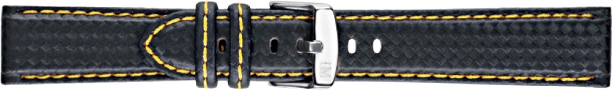 Morellato horlogeband Biking U3586977897CR20 - PMU897BIKING20 Carbon Zwart 20mm + geel stiksel