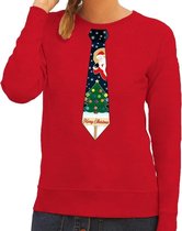 Foute kersttrui / sweater met stropdas van kerst print rood voor dames XS (34)