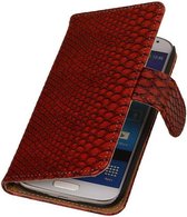 Mobieletelefoonhoesje - Samsung Galaxy S4 Mini Hoesje Slang Bookstyle Rood