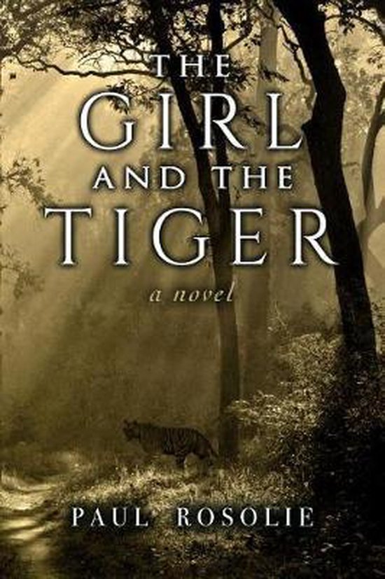 Couverture du livre 'The Girl and the Tiger' avec un tigre dans un environnement boisé.