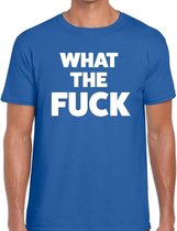 What The Fuck heren shirt blauw - Heren feest t-shirts XL