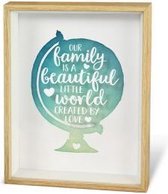 Tekstbord - Our Family - wereldbol - Wonderful deco