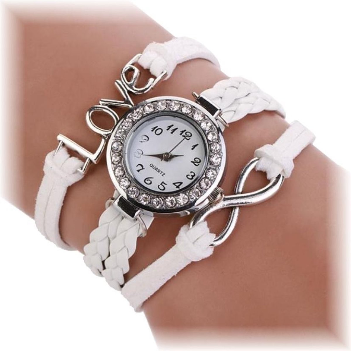 Fako® - Armband Horloge - Multi Infinity Love - Wit