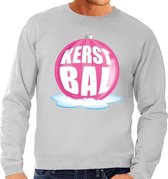 Foute kersttrui kerstbal roze op grijze sweater voor heren - kersttruien L (52)