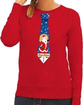 Foute kersttrui / sweater stropdas met kerstman print rood voor dames 2XL (44)
