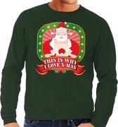 Foute kersttrui / sweater voor heren This is why I love Christmas - groen - Kerstman met dame XL (54)