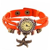 Fako® - Armband Horloge - Zeester - Oranje