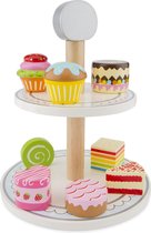 New Classic Toys - Houten Etagère met Cakejes - Speelgoed Gebakjes - Speelgoedeetset