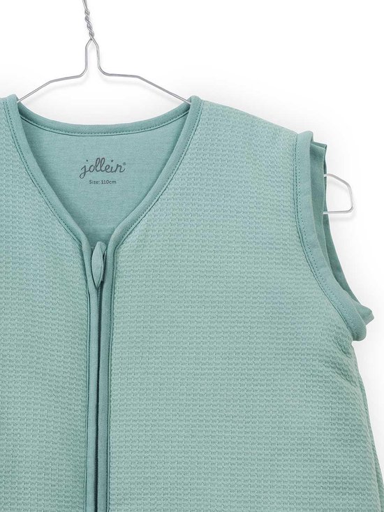Jollein Tiny waffle Padded Babyslaapzak met afritsbare mouw - 90cm soft green