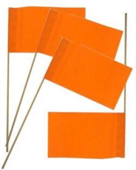 Vlaggetje papier op stok oranje per 50