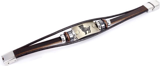 Bracelet Montebello Ram - Cuir - Messing - Acier - Horoscope - 19cm