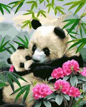 Peinture par numéro Panda mère avec petit - 40 x 50 centimètres