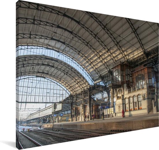 La gare de la ville néerlandaise de Haarlem Toile 90x60 cm - Tirage photo sur toile (Décoration murale salon / chambre) / Villes européennes Peintures sur toile