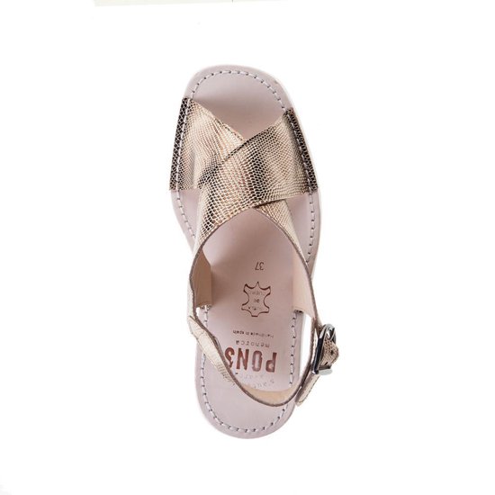 Pons Avarca - sandales à plateforme - taille 39 - champagne - cuir | bol.com