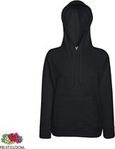 Fruit of the Loom Lady-Fit hoodie - Lightweight - Maat S - Kleur Black