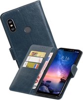 Zakelijke Bookstyle Hoesje voor XiaoMi Redmi Note 6 Pro Blauw