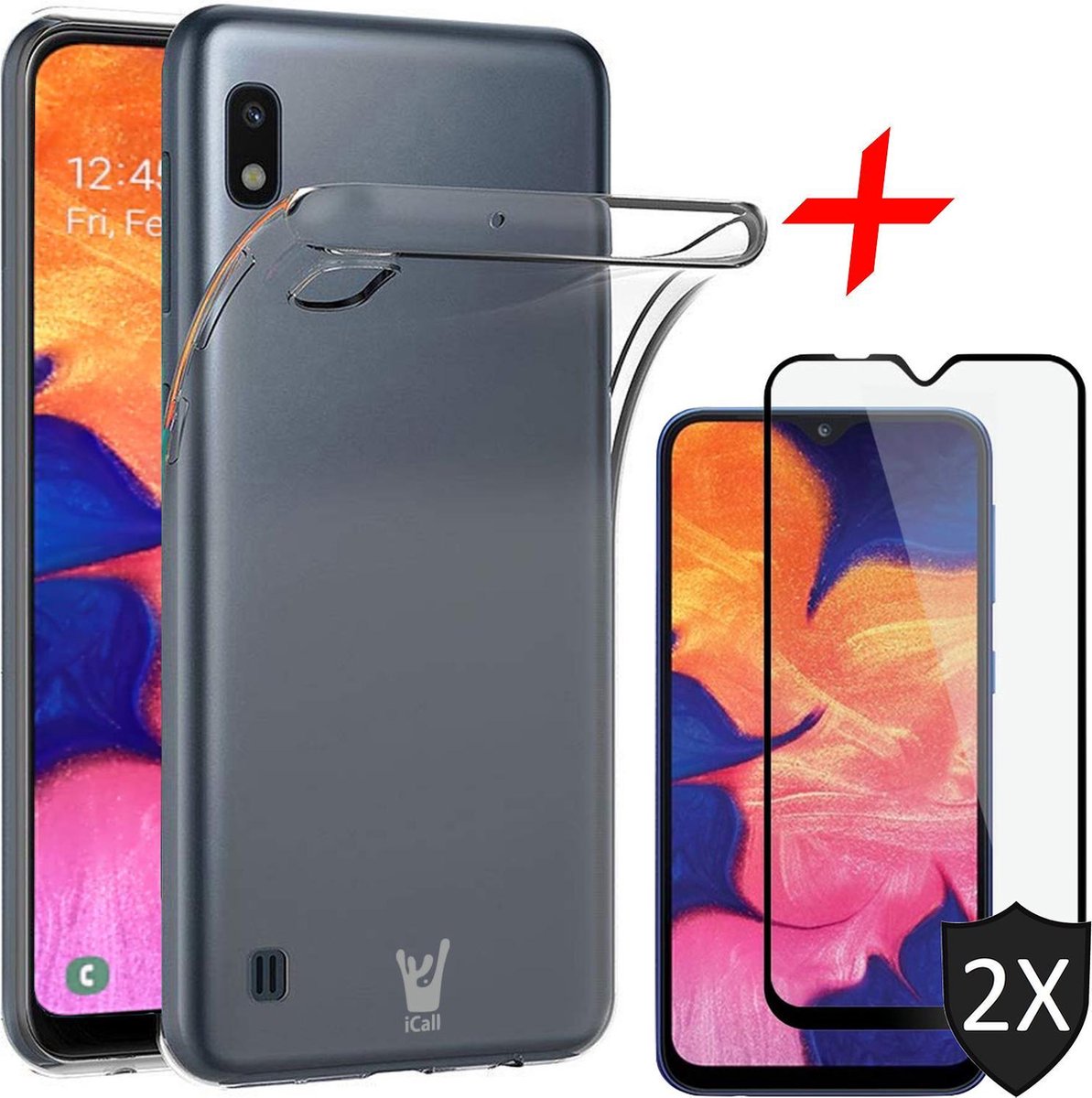 Hoesje geschikt voor Samsung Galaxy A10 - Transparant + Screen Protector Full